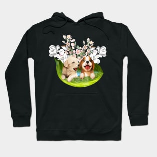 Cute puppys playing in the water Hoodie
